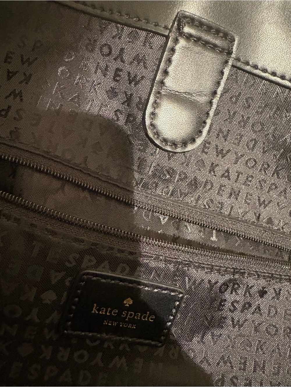 Large Kate Spade Black and Cream Striped Woven Shoulder Tote - Picture 5 of 8